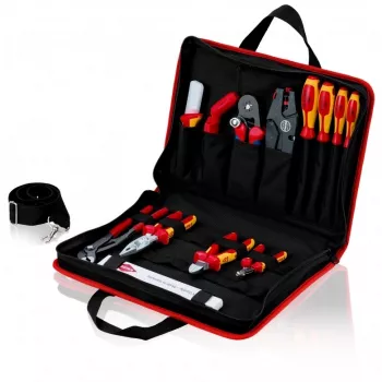 Knipex taška na náradie compact Electric – čierna – červená – polyester – 8 priehradiek – 410 mm – 290 mm – 60 mm (00 21 11)