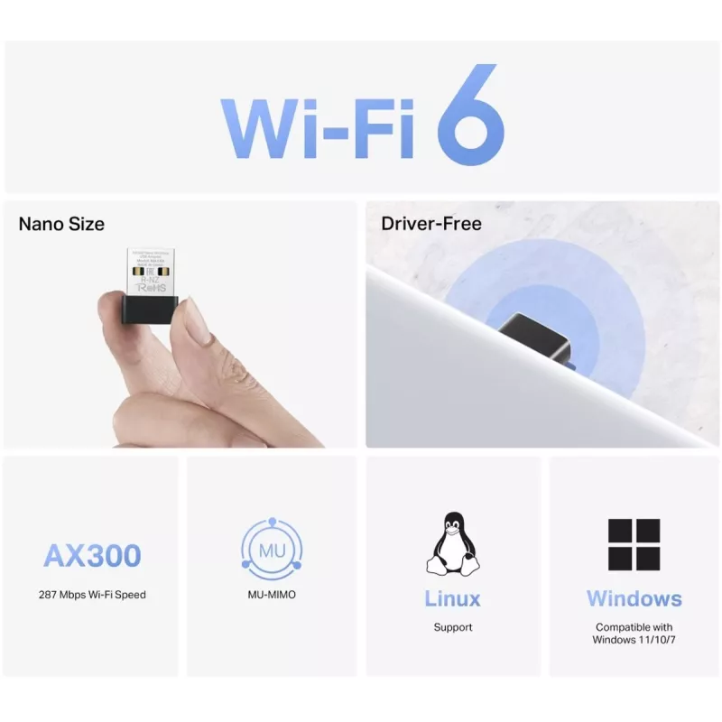 Mercusys MA14N AX3000 Nano Wi-Fi USB adaptér, až 287 Mb/s