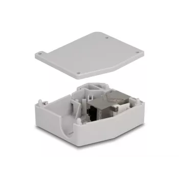 DeLOCK DIN lištový adaptér RJ45 konektor samica na RJ45 konektor samica Cat.6A sivý
