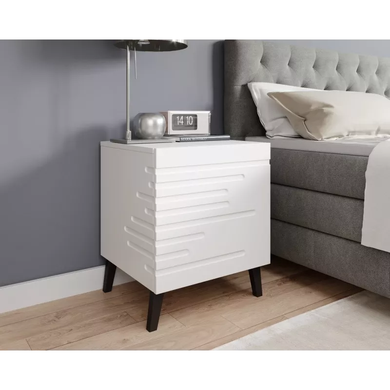Nočný stolík cama meble NOVA s 1 zásuvkou 44×40×52 cm, biely matný