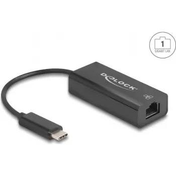 Sieťový adaptér DELOCK 64306 USB Type-C na Ethernet 100 Mbit/s, káblový, čierny
