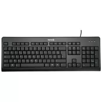 Klávesnica Wortmann AG TERRA 1500 – Full-Size USB QWERTZ, francúzske rozloženie, čierna, myš v balení