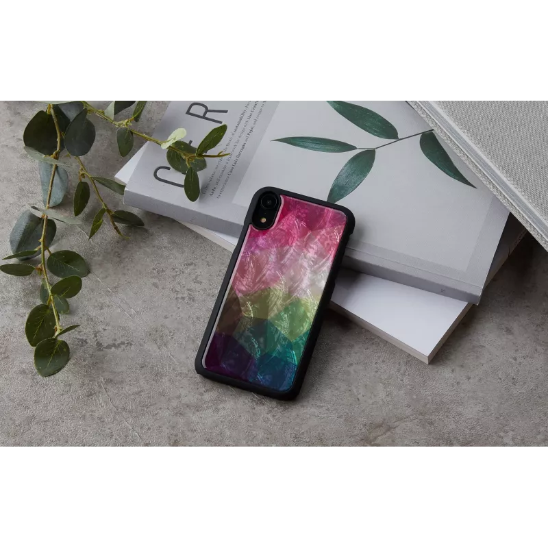 Puzdro na smartphone iKins pre iPhone XR — dizajn vodných kvetov, čierna