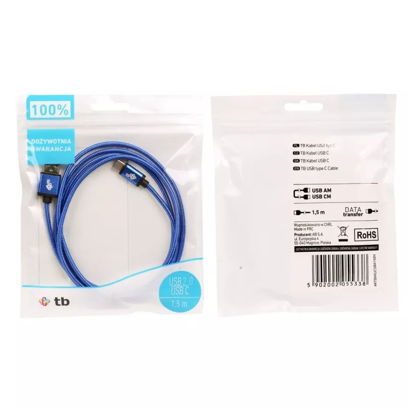 TB USB - USB-C kábel 1,5 m. tmavomodrý (AKTBXKUCSBA150N)