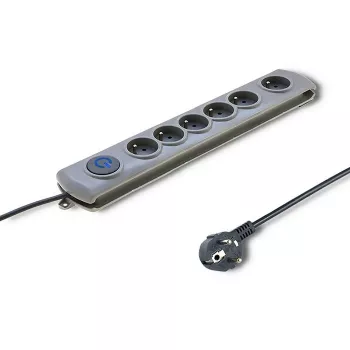 Prepäťová ochrana Qoltec 50165 sivá 6 AC zásuviek 230 V 1,8 m