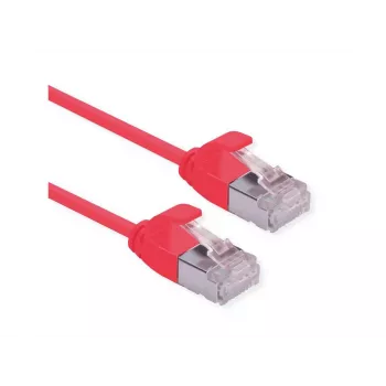 ROLINE DataCenter - patch kábel - RJ-45 (samec) na RJ-45 (samec) - 5 m - U/FTP - CAT 6a - bezhalogénový, tvarovaný, ochrana západky, lankový vodič - červená, Pantone 199C (21.15.3317)