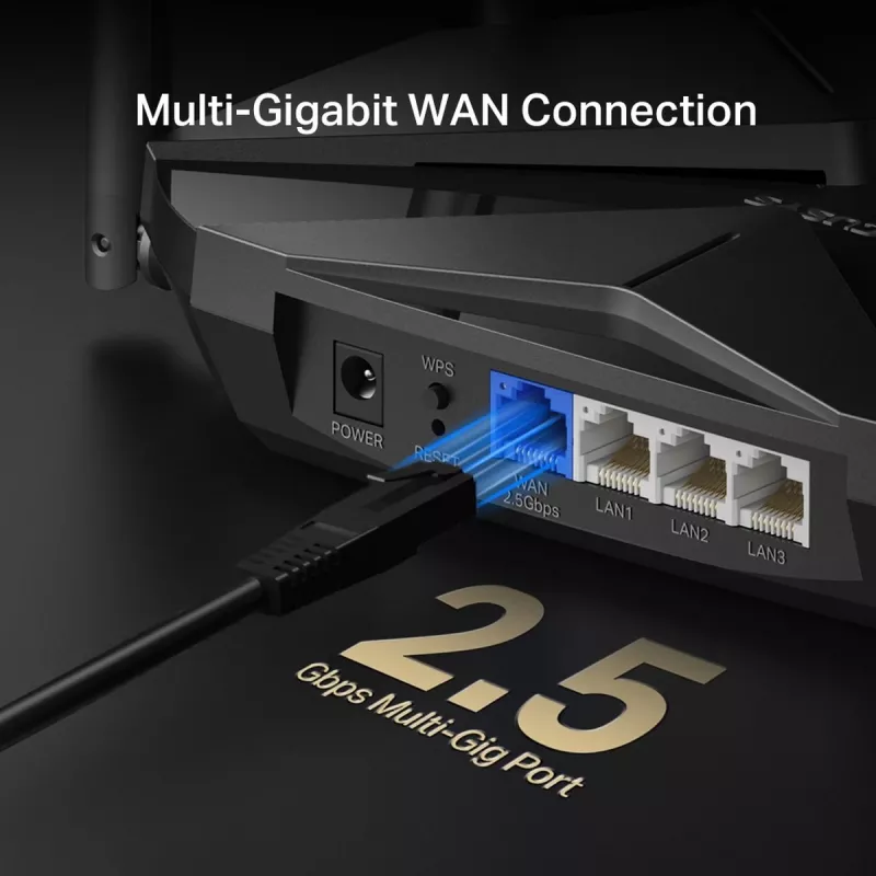 Stolný router MERCUSYS MR85X AX3000 Dualband‑Wi‑Fi 6, 3000 Mbit/s, 4 antény, 3 Gigabit‑LAN porty, čierny