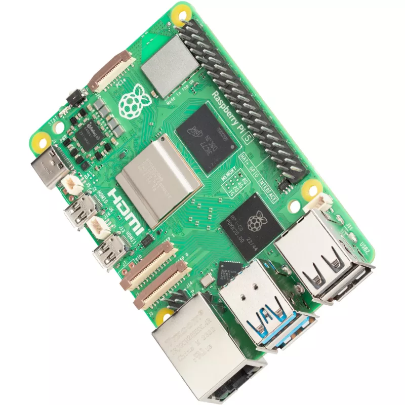 Jednodeskový počítač Raspberry Pi 5 vývojová doska — 2400 MHz Arm Cortex-A76, až do 16 GB LPDDR4x, MicroSD, USB 3.2, Wi‑Fi 5