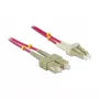 Optický kábel DELOCK LC–SC 5 m, multimode 50 µm, plný duplex, fialový