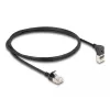 DeLOCK RJ45 sieťový kábel Cat.6A S/FTP tenký 90° ohnutý nahor 1 m čierny
