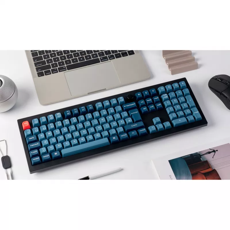V6 Max, herná klávesnica čierna/modro-sivá, DE-layout, Gateron Jupiter Red, Hot-Swap, RGB
