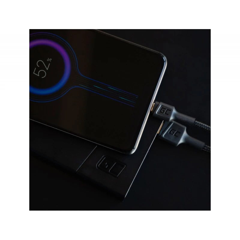 USB 2.0 kábel Green Cell KABGC20 — USB A na Micro-USB B, 1,2 m, čierny
