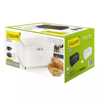 Chlebník Maestro MR1677-AR-W – obdĺžnikový nerez, biely, 340×220×160 mm