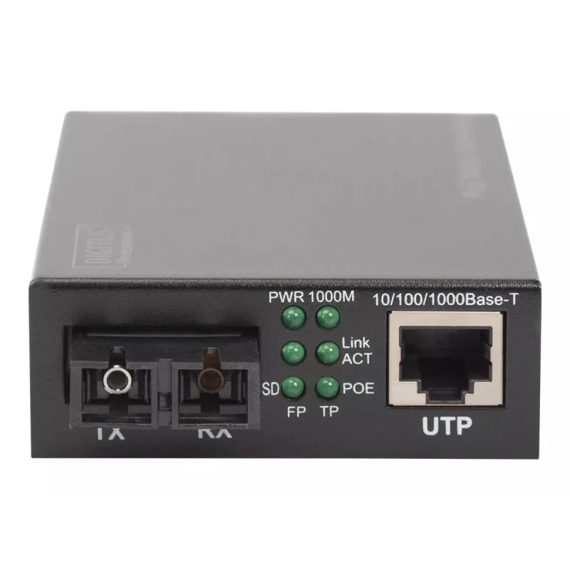Digitus Gigabit PoE mediálny konvertor, RJ45 / SC, SM, PSE