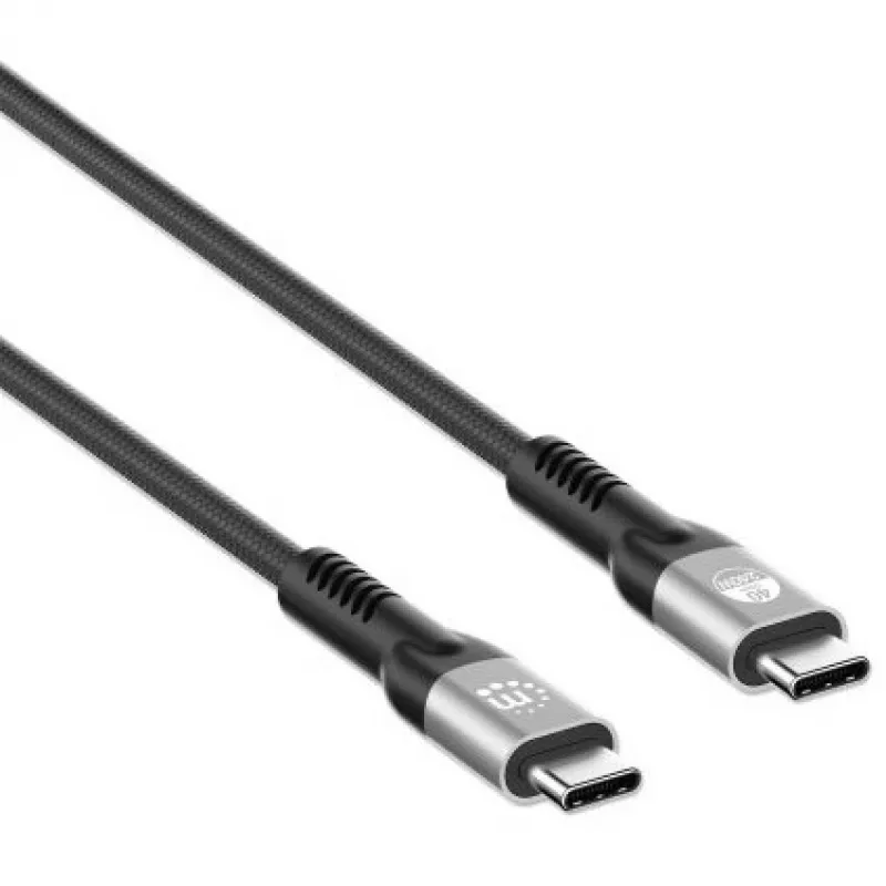 Manhattan Fast USB-C na USB-C kábel (240 W), 1 m, 240-W nabíjanie notebooku + vysokorýchlostné dáta a video, kompatibilný so všetkými notebookmi (vyžaduje sa dodatočný USB-C-240-W napájací zdroj), ultrarýchly prenos 40 Gbit/s, čierny, 3 roky záruka
