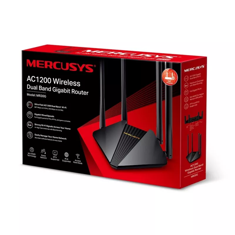 Mercusys MR30G bezdrôtový router Gigabit Ethernet dualband (2,4 GHz / 5 GHz) čierny