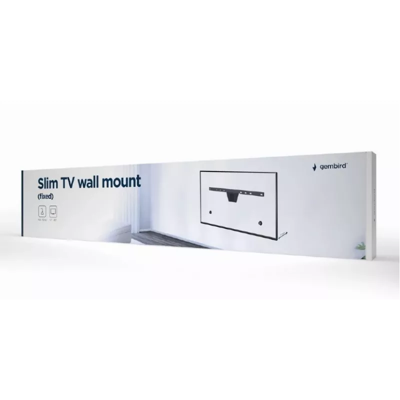 Tenký pevný nástenný držiak na TV Gembird WM-S80F-01 37–80" (2,03 m), VESA do 600x400, max. 50 kg, čierny