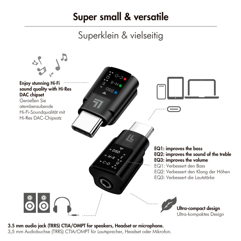 LogiLink USB-C DAC audio adaptér. USB-C/M na 3.5 Mm/F. čierny
