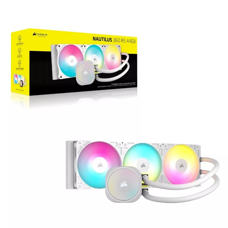 All-in-One kvapalinový chladič Corsair NAUTILUS 360 RS ARGB 1700 RPM biely