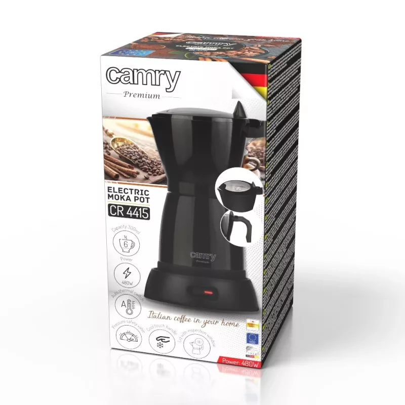 Elektrický moka kávovar Camry CR 4415b 0,5 l, 480 W, čierna