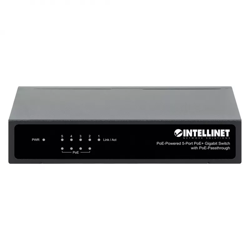Gigabit 5xPoE Passthrough Switch, napájaný cez PoE alebo AC, 68W