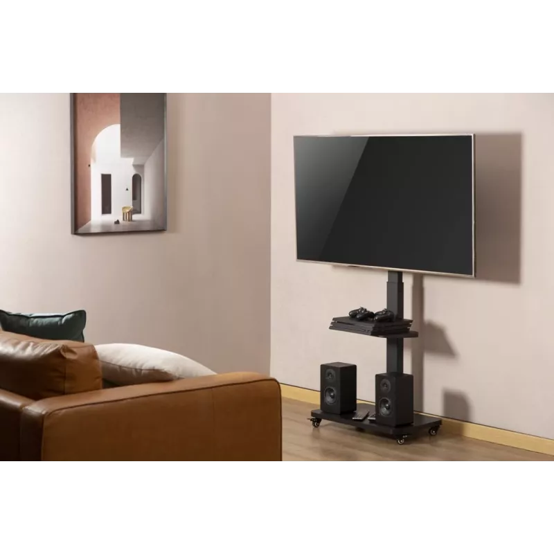 Gembird TVS-75S-02 TV podlahový stojan s kolieskami, 37 - 75, čierny
