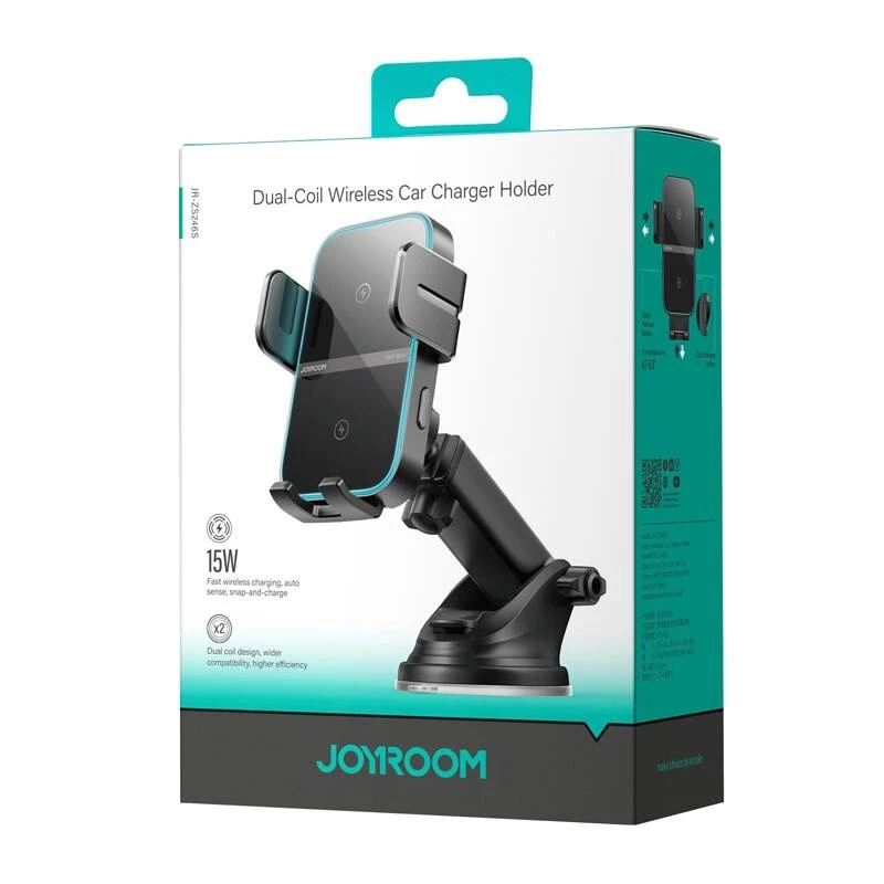 Joyroom JR-ZS246S držiak do auta na palubnú dosku s bezdrôtovou nabíjačkou, čierny
