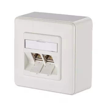 METZ CONNECT BTR E-DAT Modul 8/8(8) AP - nástenná zásuvka - RJ-45 x 2 - čistá biela, RAL 9010 (1309120002-E)