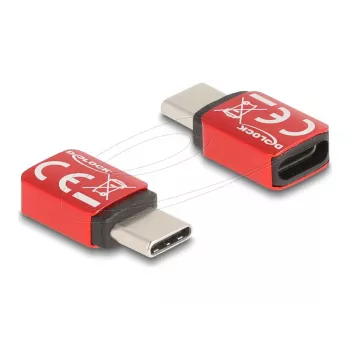 Delock 60689 USB-C blokátor dát, zástrčka USB-C na zásuvku USB-C, 240 W, červený