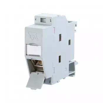 METZ CONNECT REGplus IP20 E-DAT modul, CAT 6A zásuvka pre lištu TH35, sivá