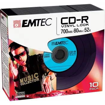 EMTEC Vinyl Look - 10 x CD-R - 700 MB (80 min) 52x - modrá, žltá, fialová, zelená, ružová - Slim Jewel Case