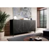MARMO 3D komoda 150x45x80.5 cm matná čierna/mramor čierna