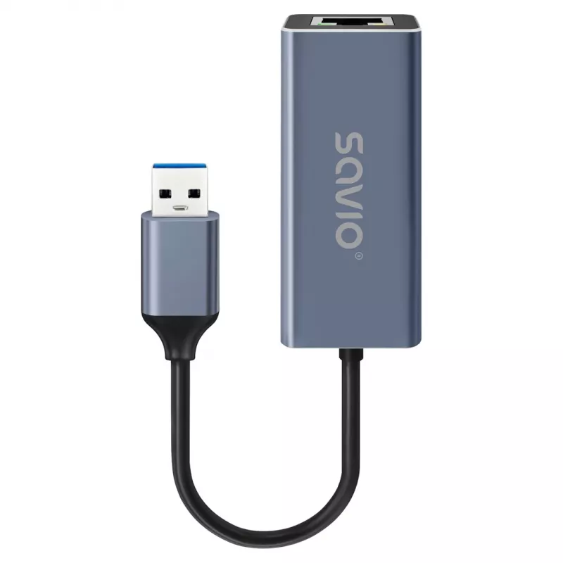 Sieťový adaptér SAVIO AK-83 USB Type-A na RJ-45 konektor samec, 5 Gbit/s, čierny