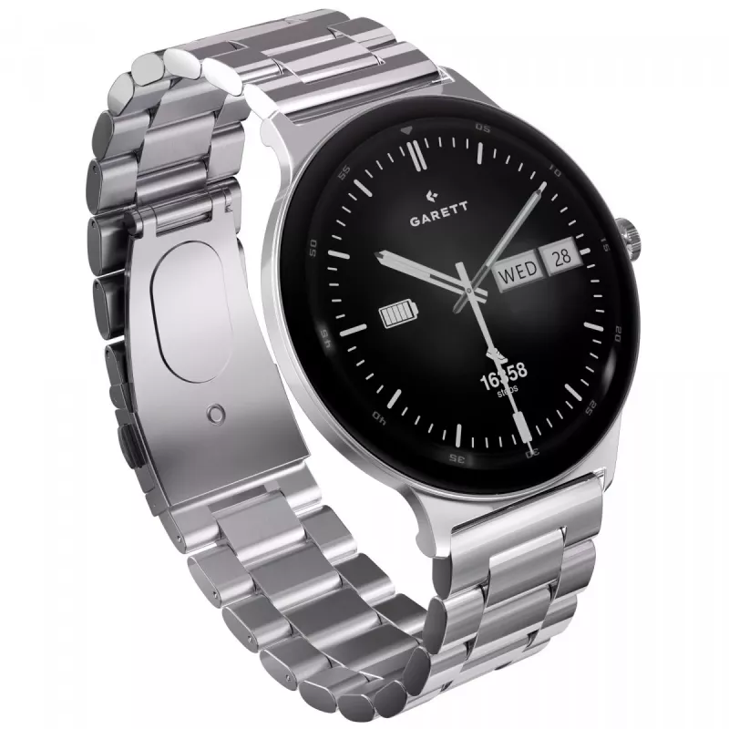 Smartwatch Garett Quantum — nerezová oceľ strieborná