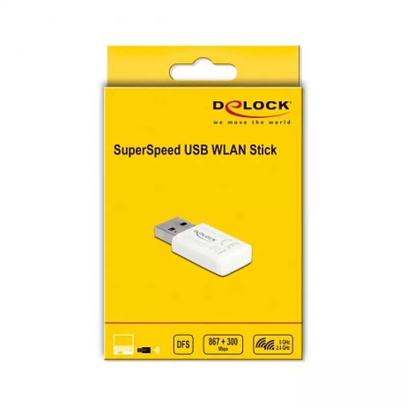 WLAN sieťová karta DeLOCK 12770 USB 5000 Mbit/s bezdrôtová biela