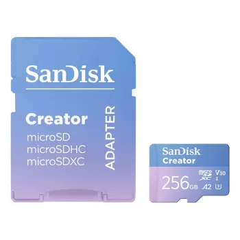 SanDisk Creator MicroSD pamäťová karta 256 GB, vysoké prenosové rýchlosti až do 190 MB/s