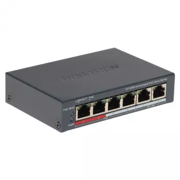 Sieťový switch Hikvision DS-3E0106P-E/M(B) — 6-portový PoE Ethernet switch