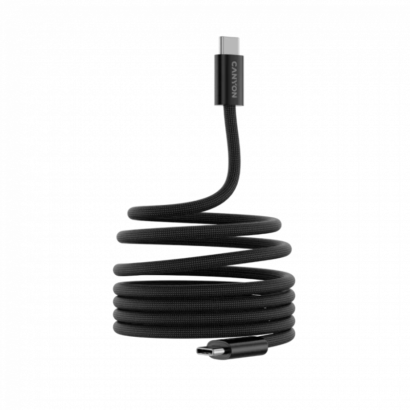 CANYON kábel OnWire 60MG C-C 60W magnetický pletený 1m čierny