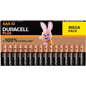 Alkalické batérie AAA Duracell Plus balenie 32 ks (model 00216914) dlhotrvajúci výkon