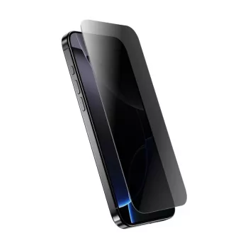 Tvrdené ochranné sklo súkromia Crong pre iPhone 14/13/13 Pro — 3D zakrivený okraj