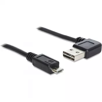 Delock Easy - USB kábel - USB (M) zalomený vľavo/vpravo, obojstranný na Micro-USB Type B (M) rovný - USB2.0 - 50 cm - čierny (85163)