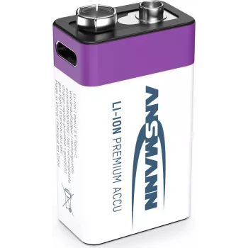 Ansmann ANS 1315-0005 - Li-Ion batéria 9V blok 340 mAh 9 V balenie 1 ks - nabíjateľná batéria