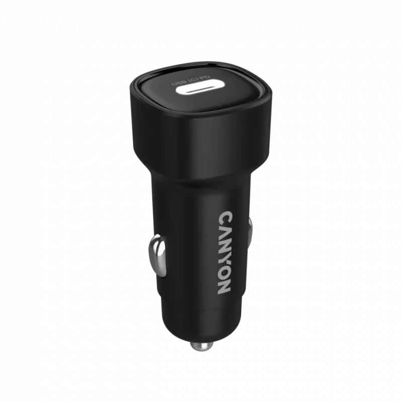 Auto nabíjačka CANYON OnDrive 30 PD 30W USB-C čierna – USB-C napájací zdroj do vozidla, 30W PD