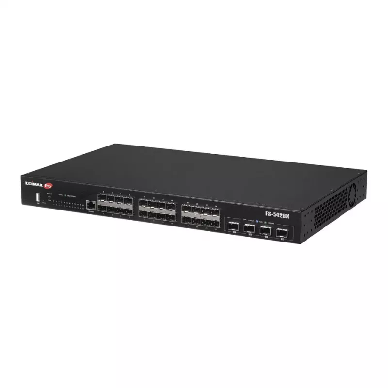 Sieťový switch EDIMAX FS-5428X — 24 Gigabit-SFP portov, 4 × 10GbE SFP+ porty