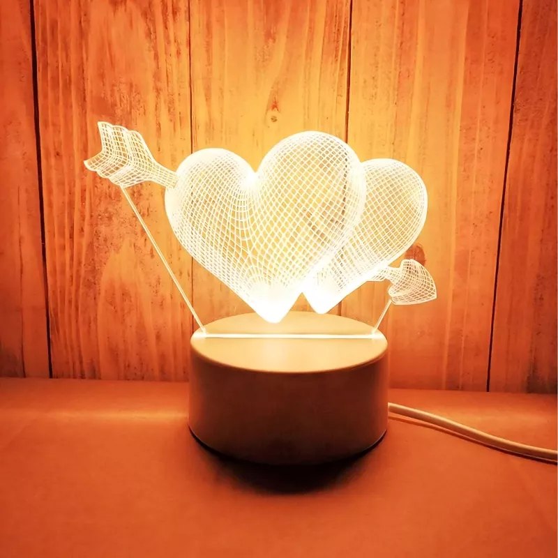 Nočná lampa Extralink HOME 3D optická ilúzia 'Pierced Hearts' USB nočná lampa