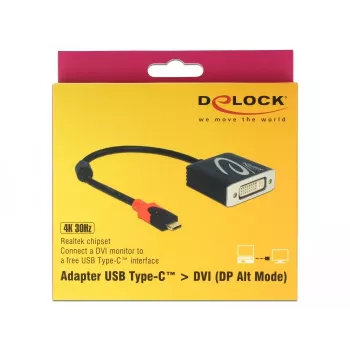Videokáblový adaptér DeLOCK 61213 USB Type-C na DVI 0,2 m čierny