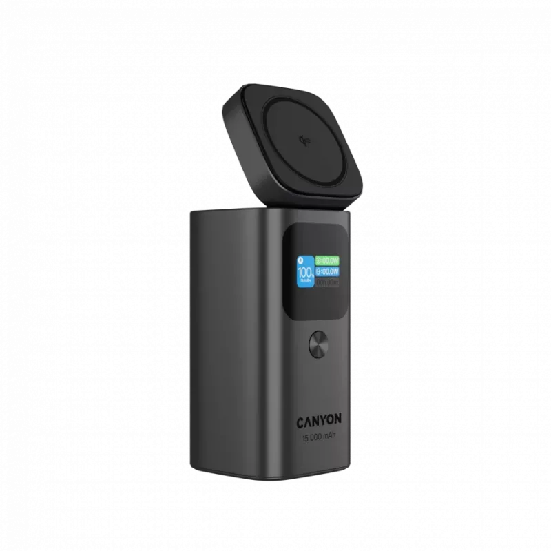 CANYON Qi2 magnetická powerbank OnPower 150 15000mAh hliník tmavosivá