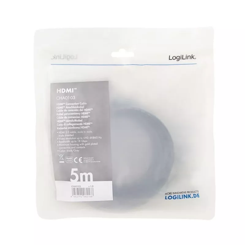 HDMI kábel 4K/60Hz, ALU, čierny, 5 m