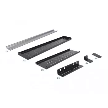 Delock montážna sada na DIN lištu - montovateľná do racku - čierna - 4U - 48.3 cm (19