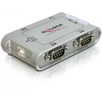 Delock 87414 Adaptér USB 2.0 na 4x sériový RS-232, vrátane predlžovacieho kábla 1 m, strieborný